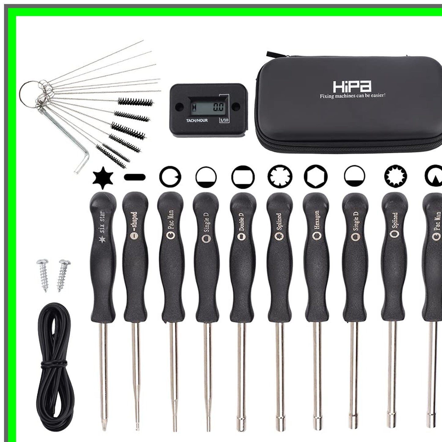 2 Cycle Carburetor Adjustment Tool Kit with RPM Tachometer for Small Engines