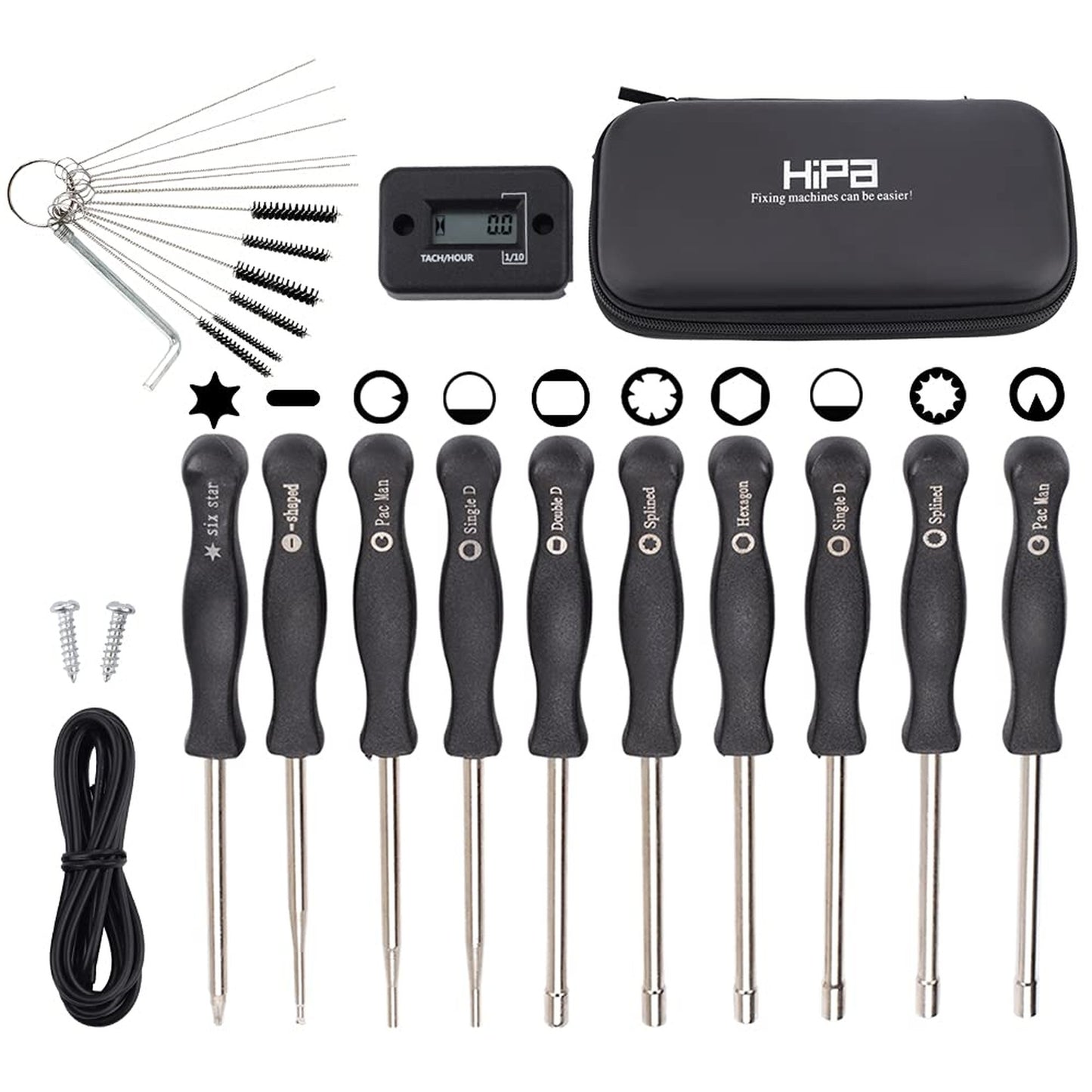 2 Cycle Carburetor Adjustment Tool Kit with RPM Tachometer for Small Engines