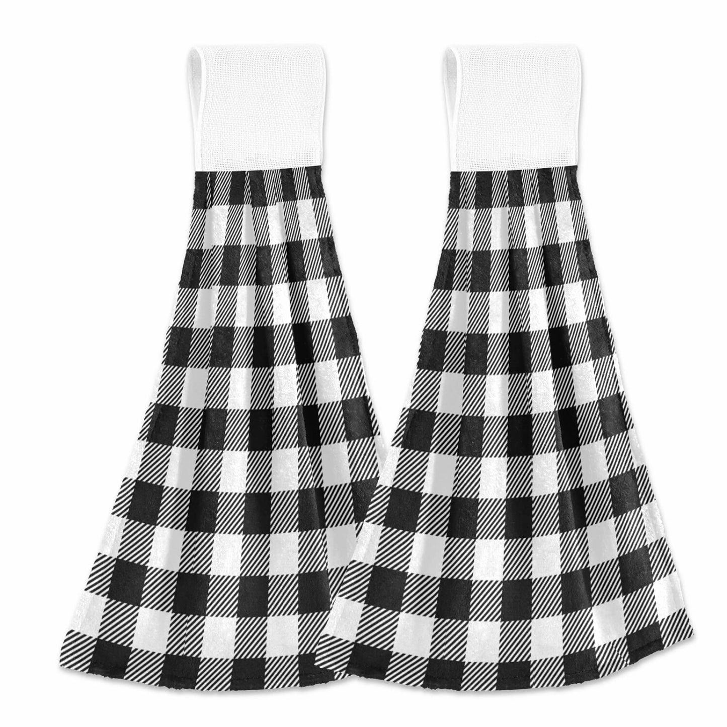 Black and White Buffalo Check Kitchen Hand Towels 2 Pcs