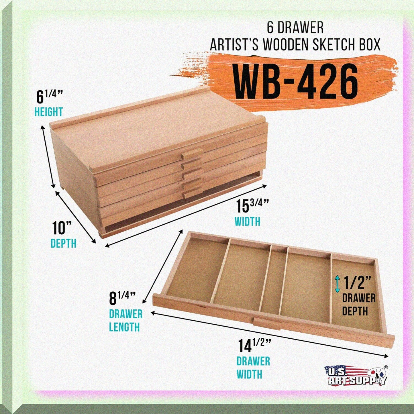 U.S. 6 Drawer Wooden Artist Storage Box