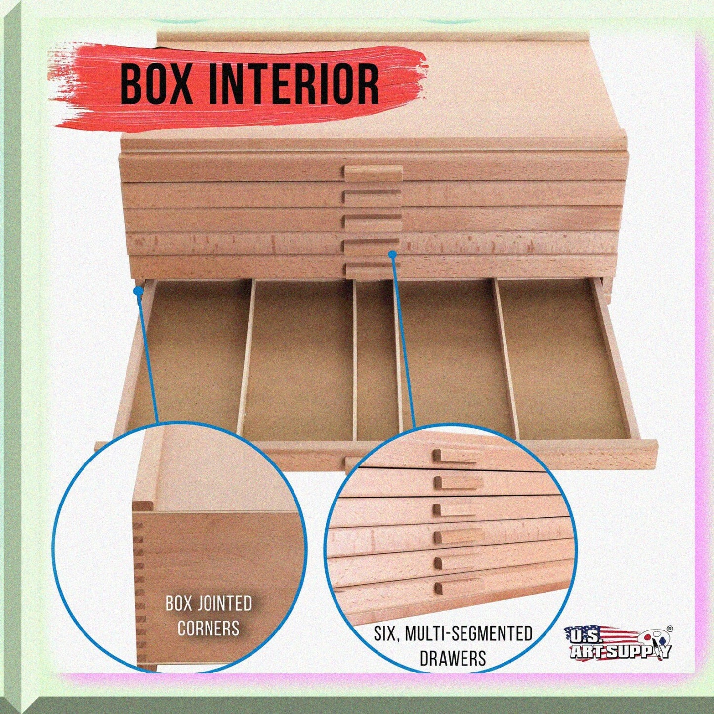 U.S. 6 Drawer Wooden Artist Storage Box