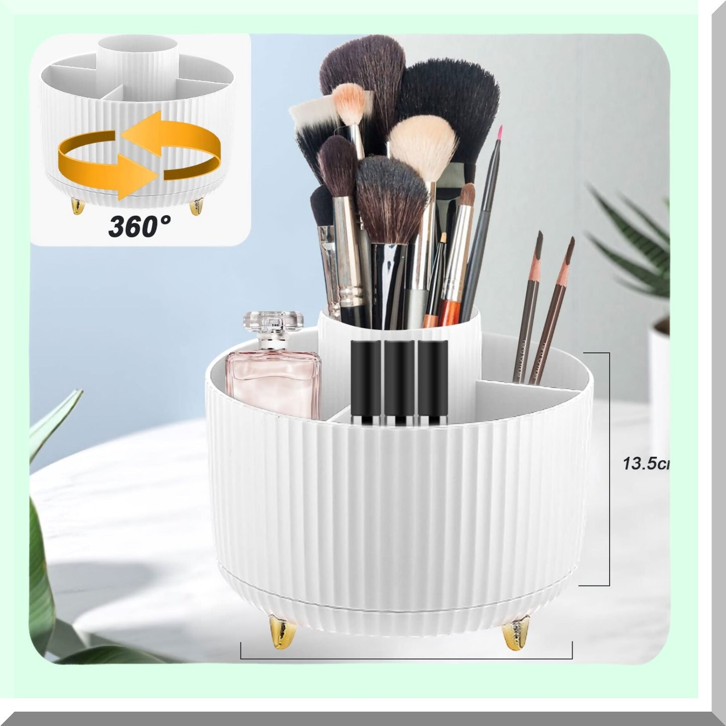 360 Rotating Makeup Organizer with 5 Slots