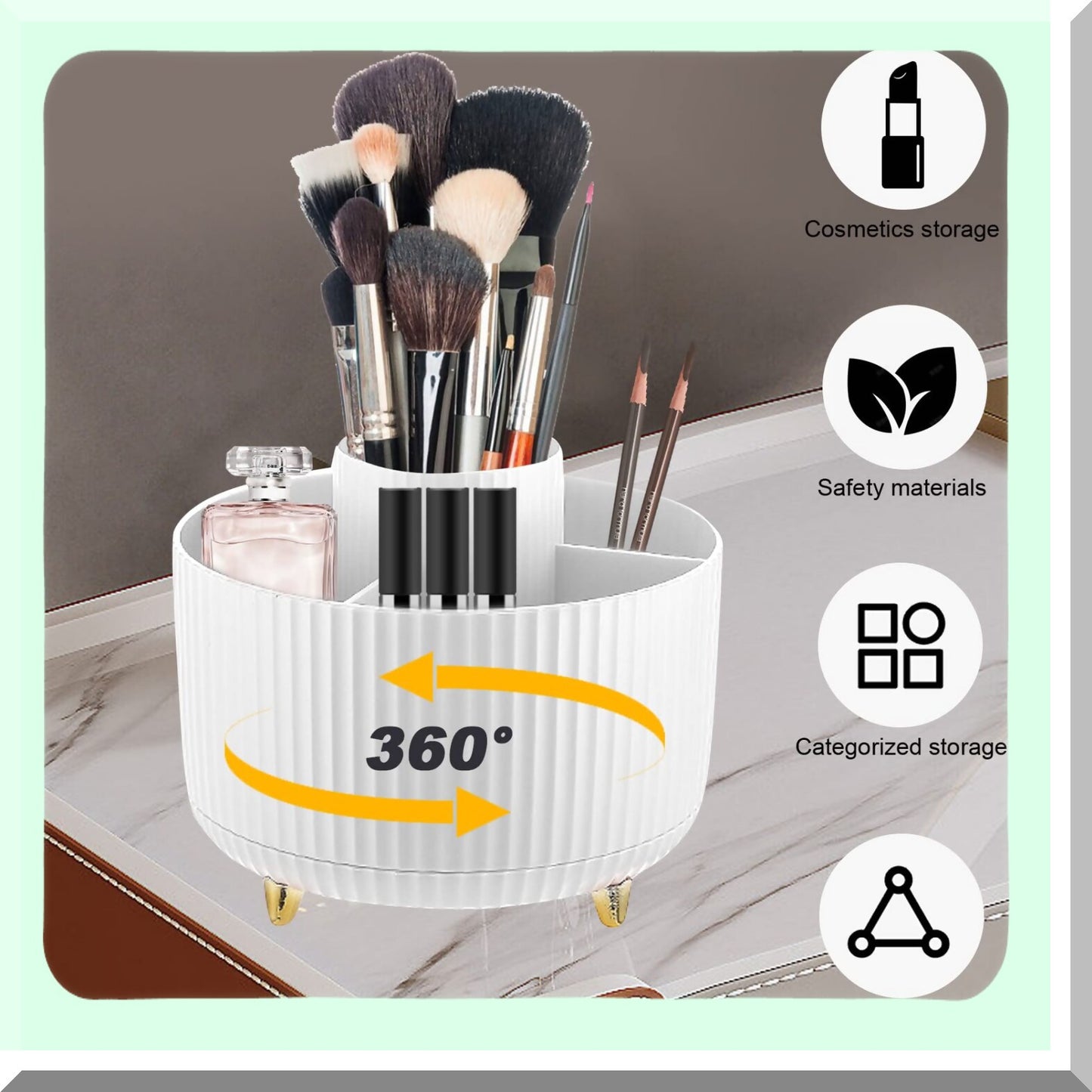 360 Rotating Makeup Organizer with 5 Slots