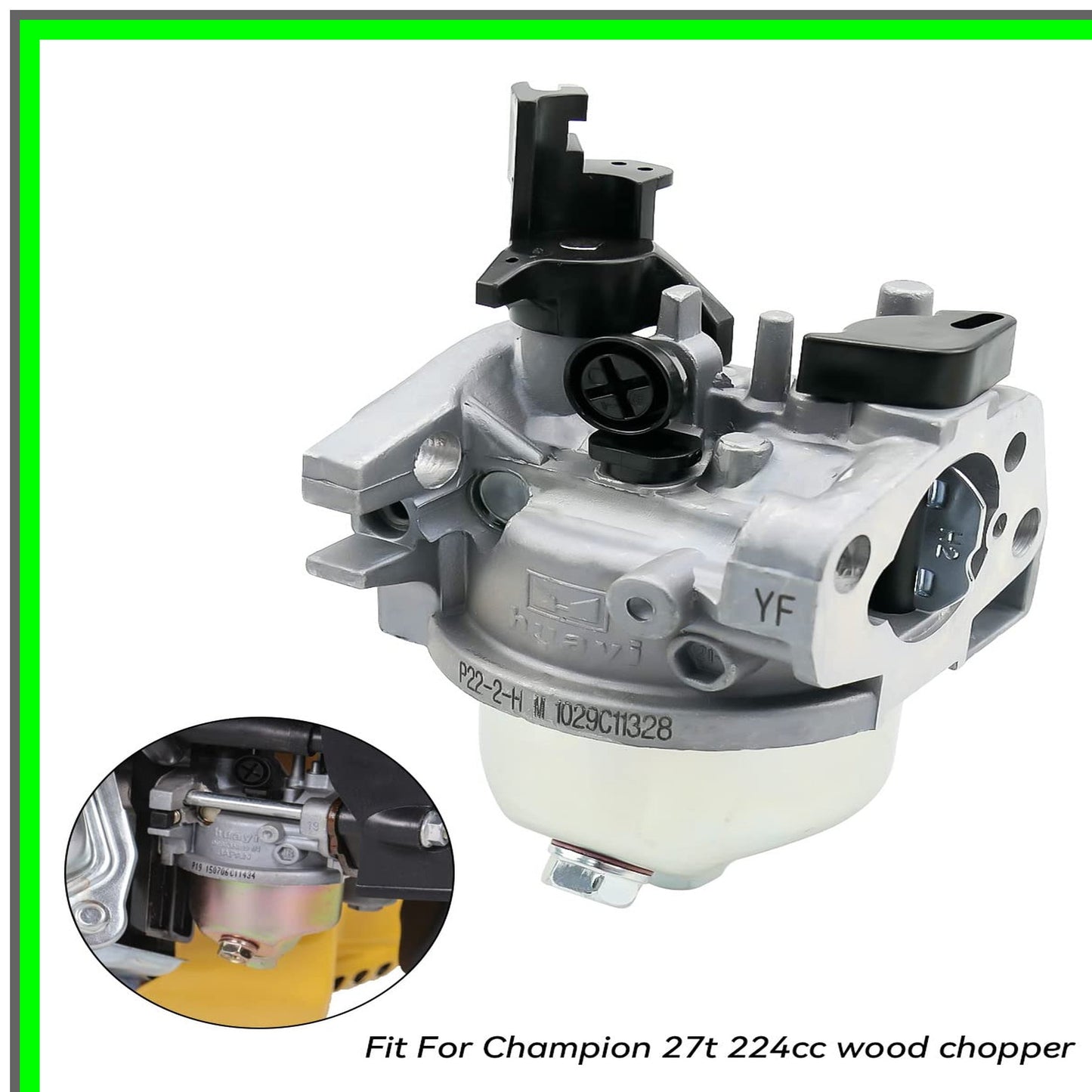 Champion 27Ton Carburetor Replacement for 224cc Log Splitter with Gasket
