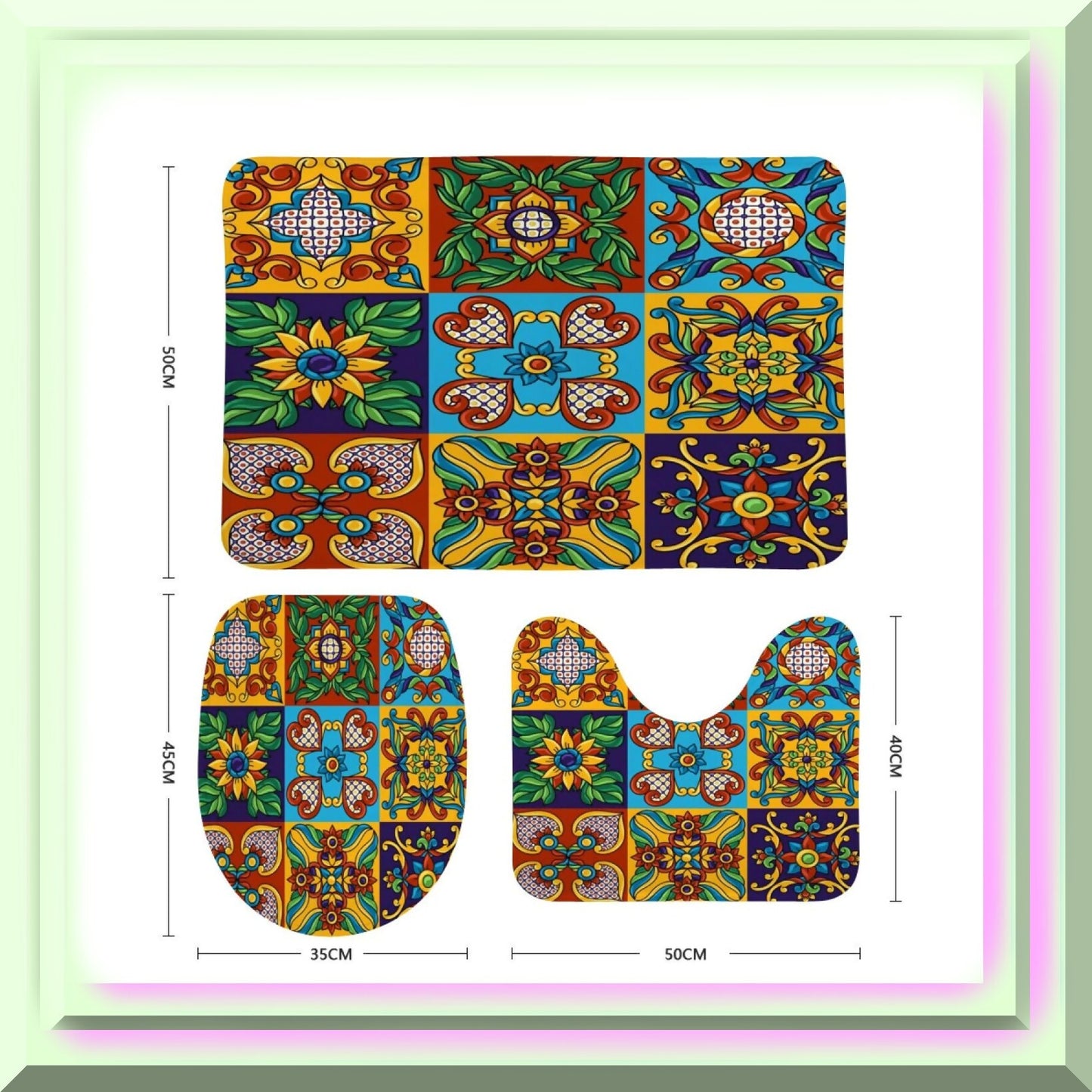 Bathroom Rug Set 3 Pieces Coral Velvet Non Slip Absorbent