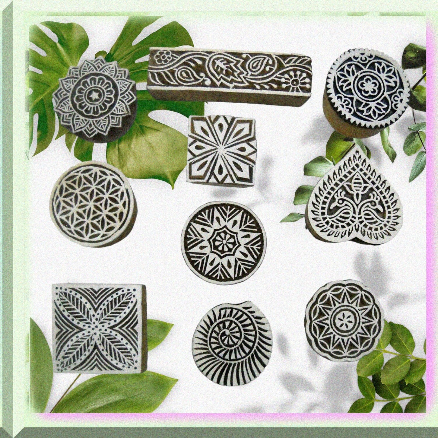 Wholesale Lot of 10 Wooden Block Stamps for Textile Printing