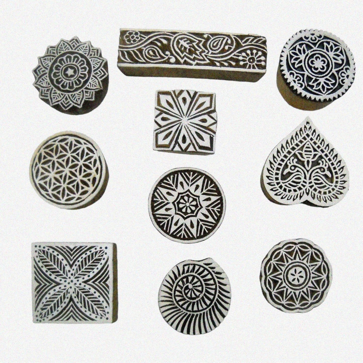 Wholesale Lot of 10 Wooden Block Stamps for Textile Printing