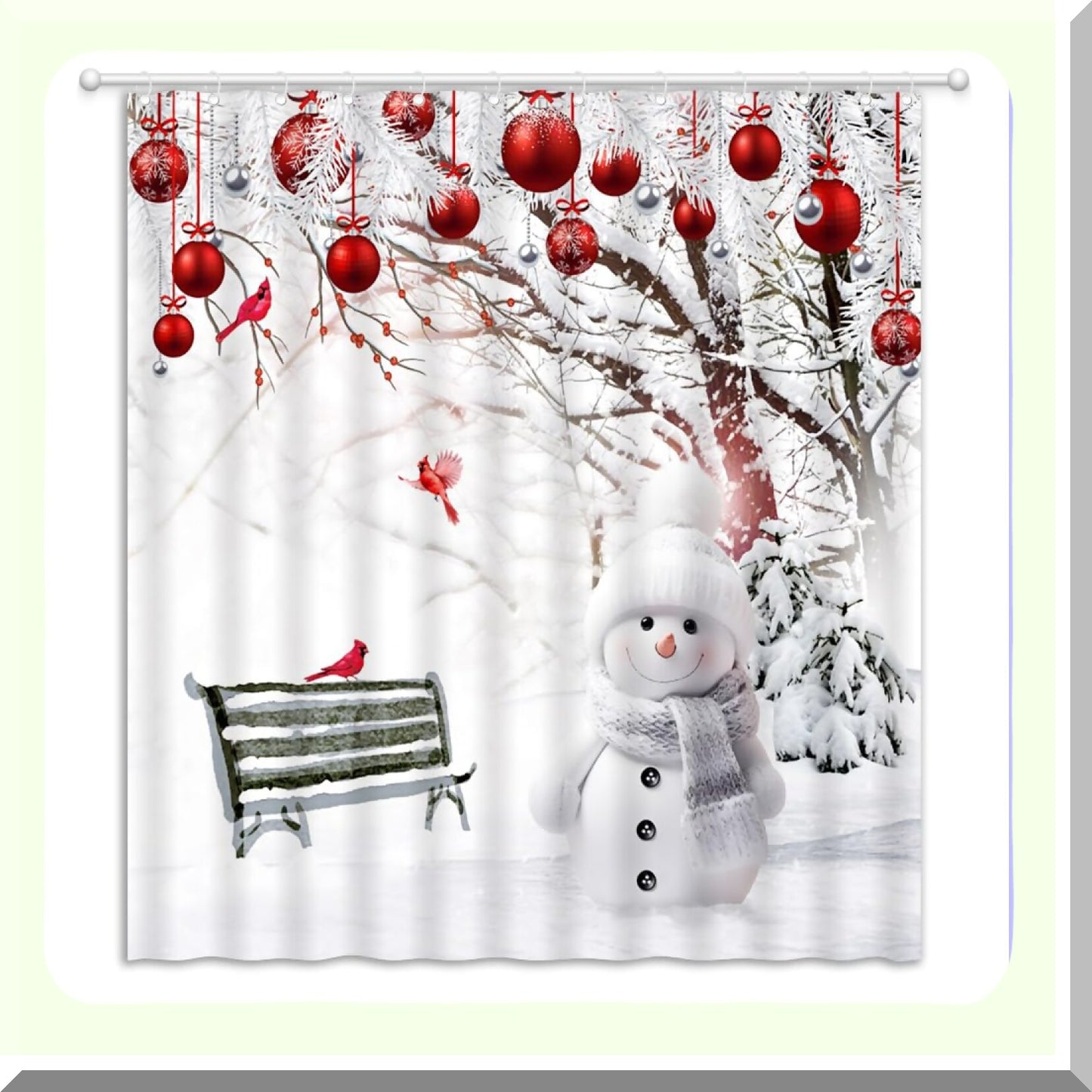 Winter Snowman Shower Curtain with Hooks
