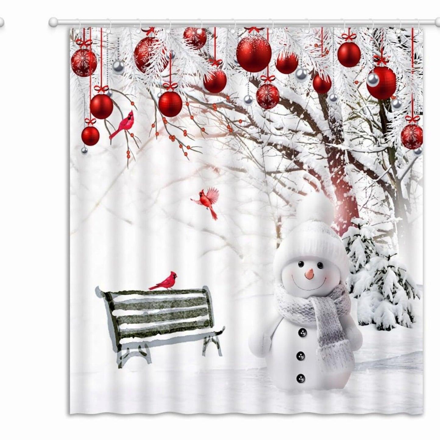 Winter Snowman Shower Curtain with Hooks