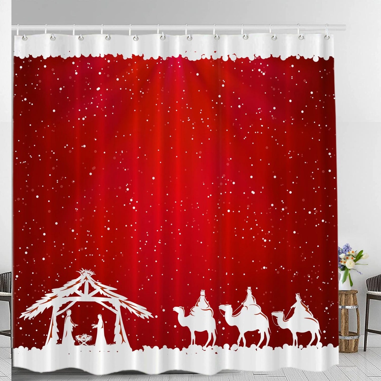 Christian Red Decorative Shower Curtain 72x72 inch