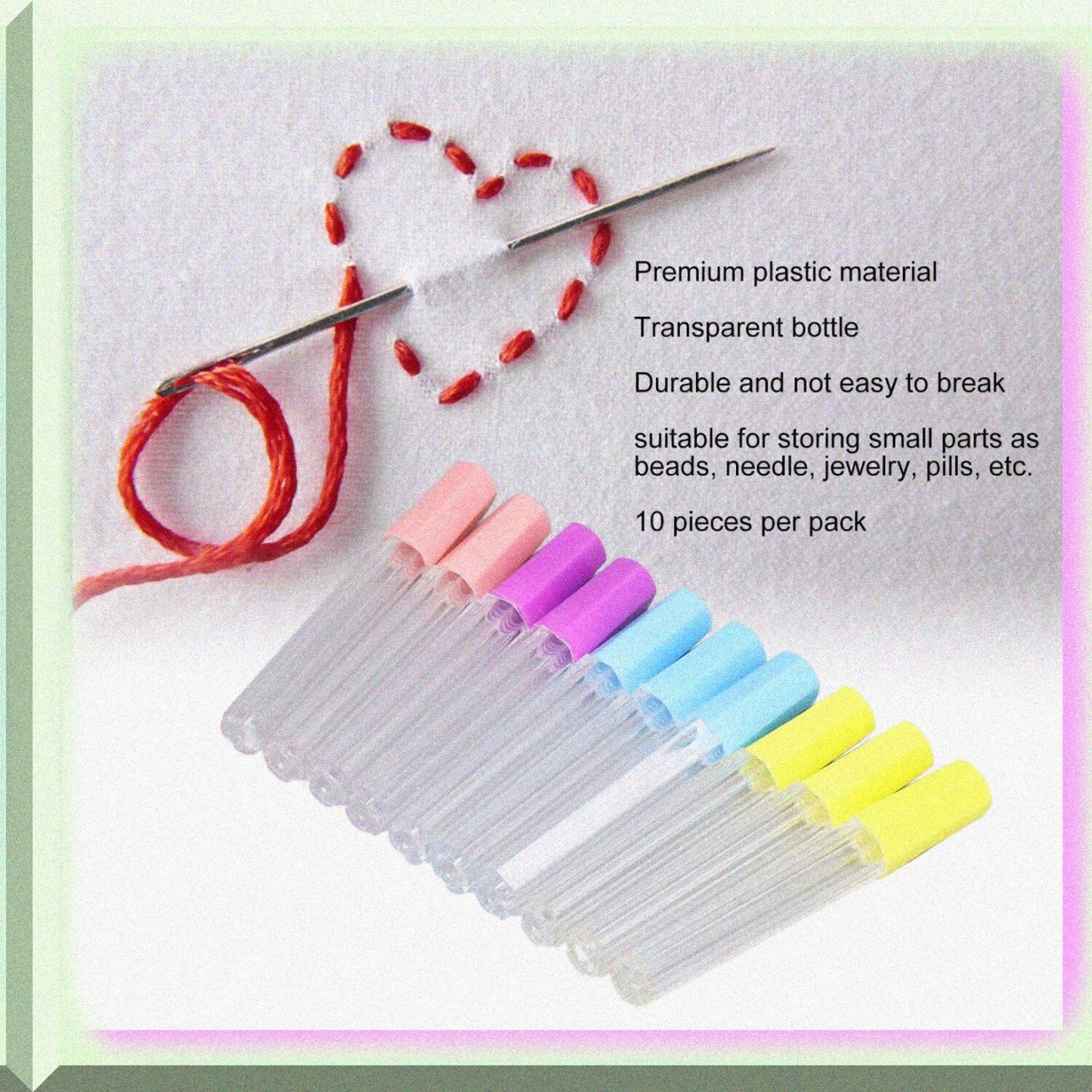 Pin Needle Storage 10Pcs Clear Plastic Tubes