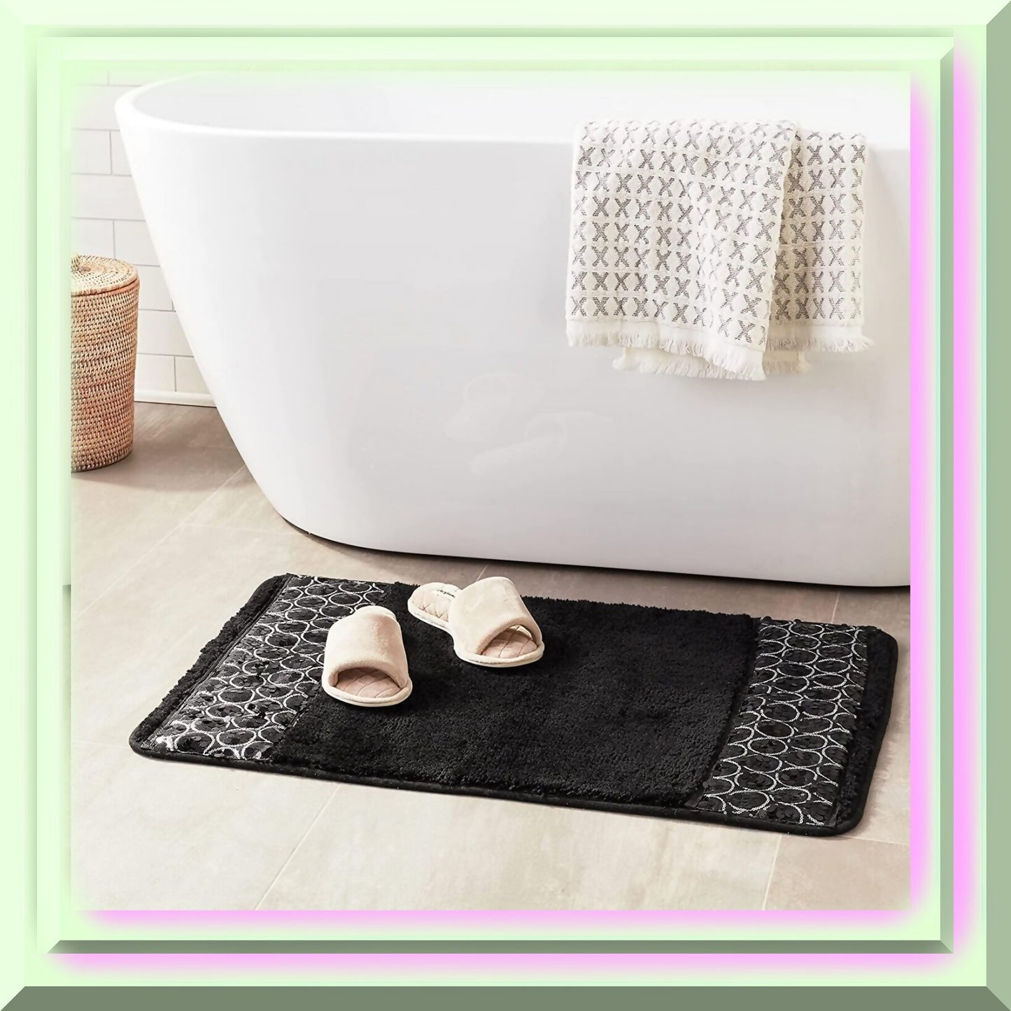 Black Bathroom Rug 20x30 inches