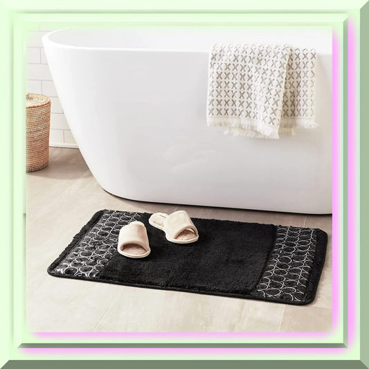 Black Bathroom Rug 20x30 inches