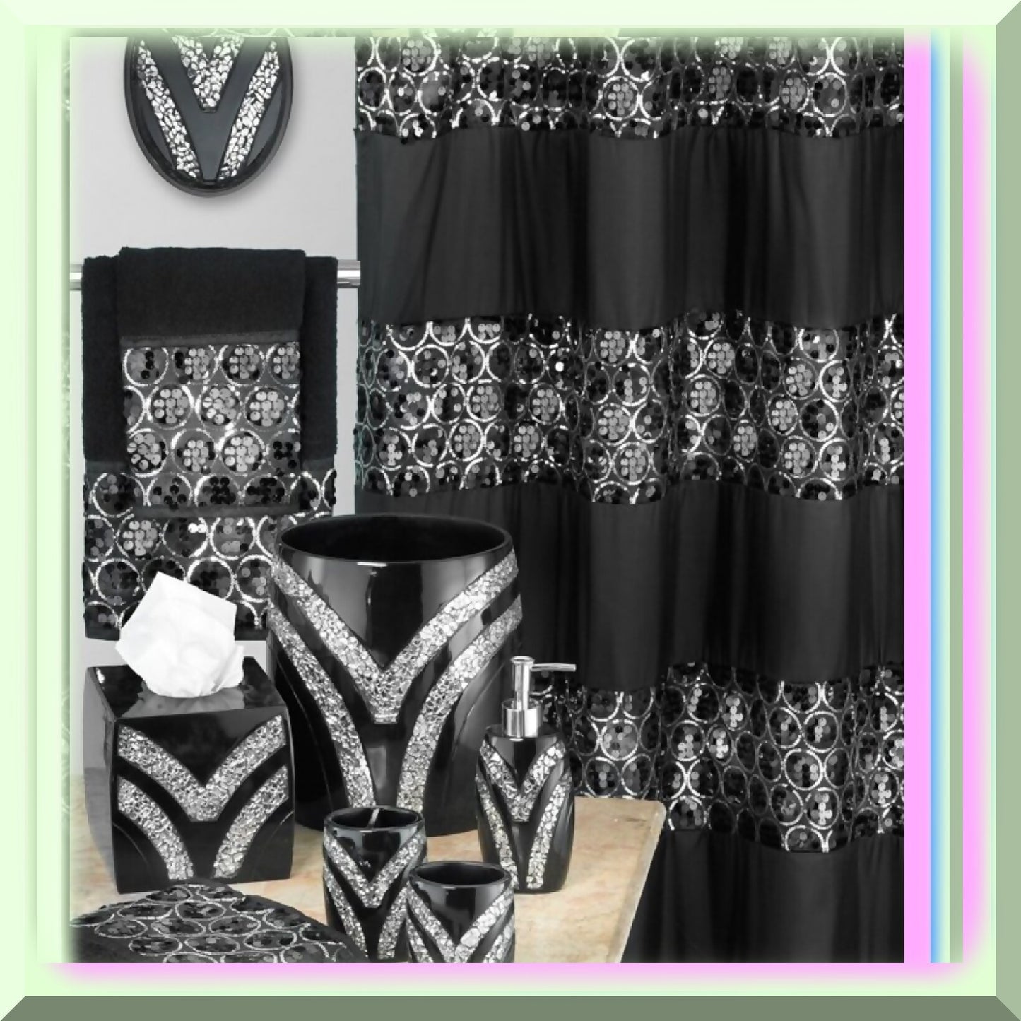 Black Bathroom Rug 20x30 inches