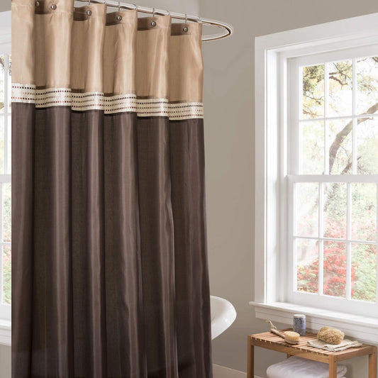 Color Block Fabric Shower Curtain 72x72 Brown Beige