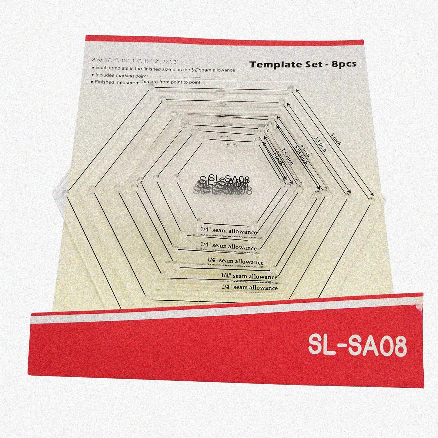 Mini Hexagon Quilting Template Set 8pcs
