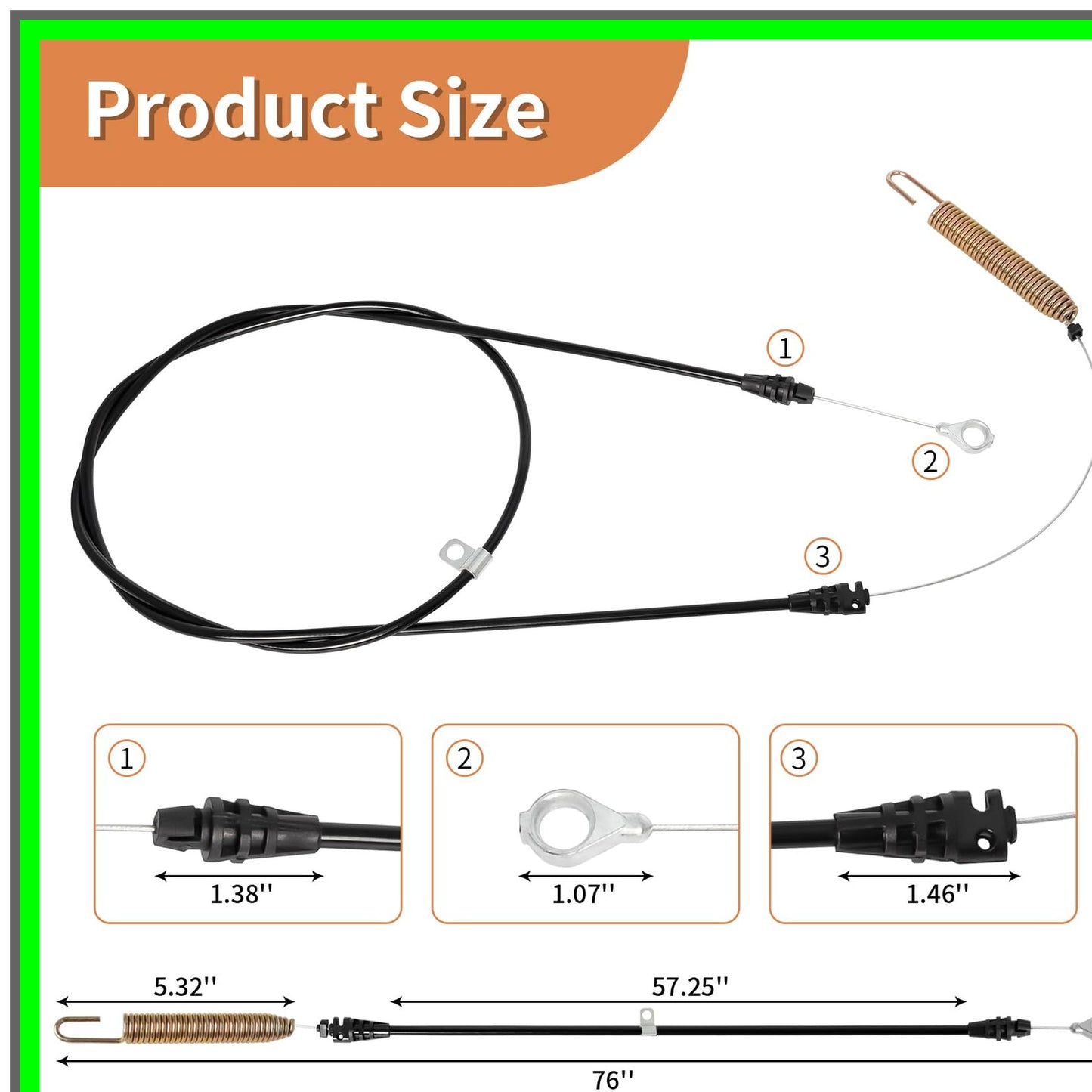 PTO Engagement Cable for Mower Clutch Control Compatible with 42" Decks