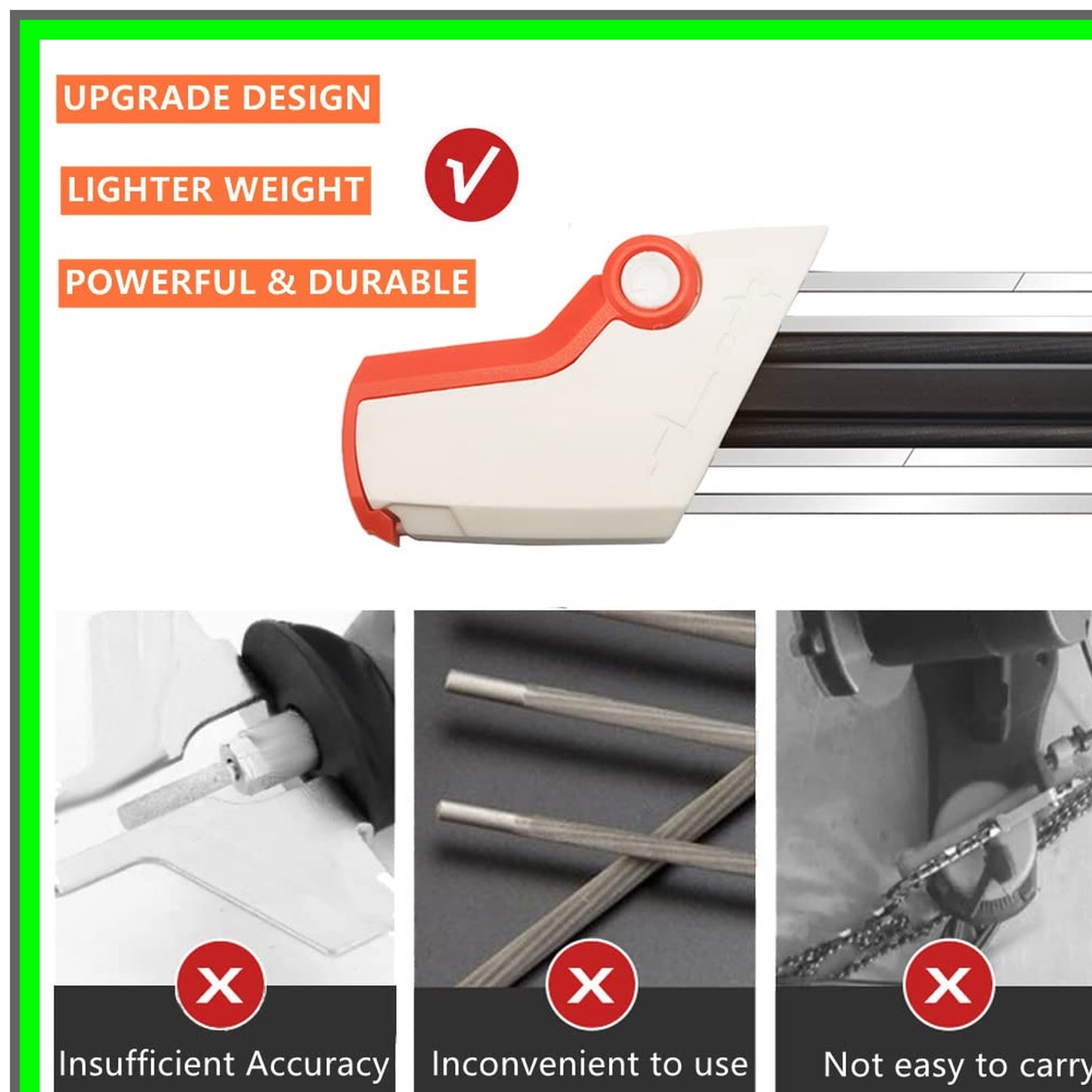 Dual Action Chainsaw Sharpener for 3/8" Chain - Effortless Filing Tool