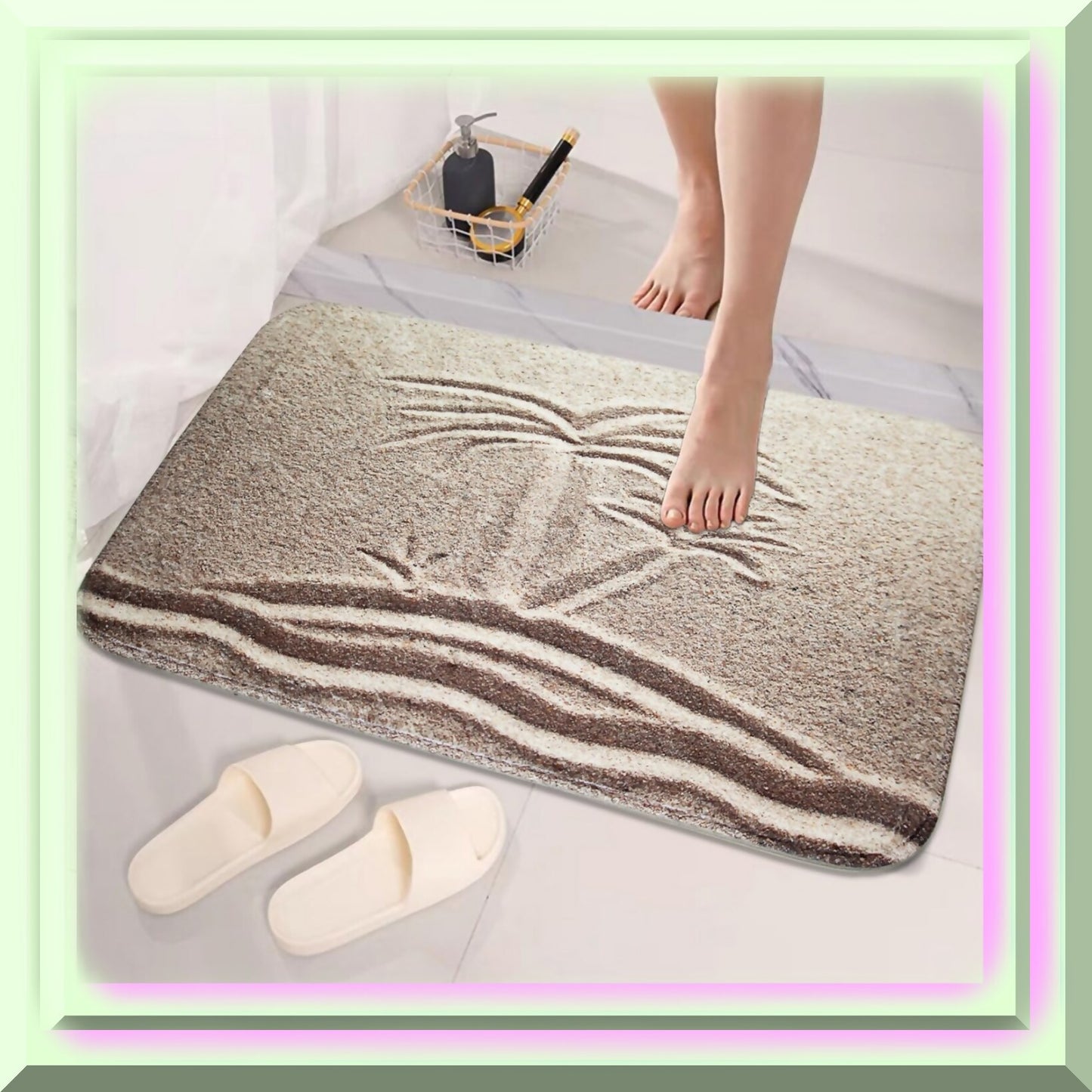 Beach Sand Coconut Palm Bathroom Rugs 20x31 and 16x24 Sets