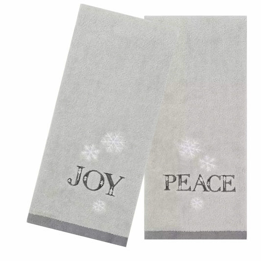 Grey Cotton Velour Hand Towels Set of 2
