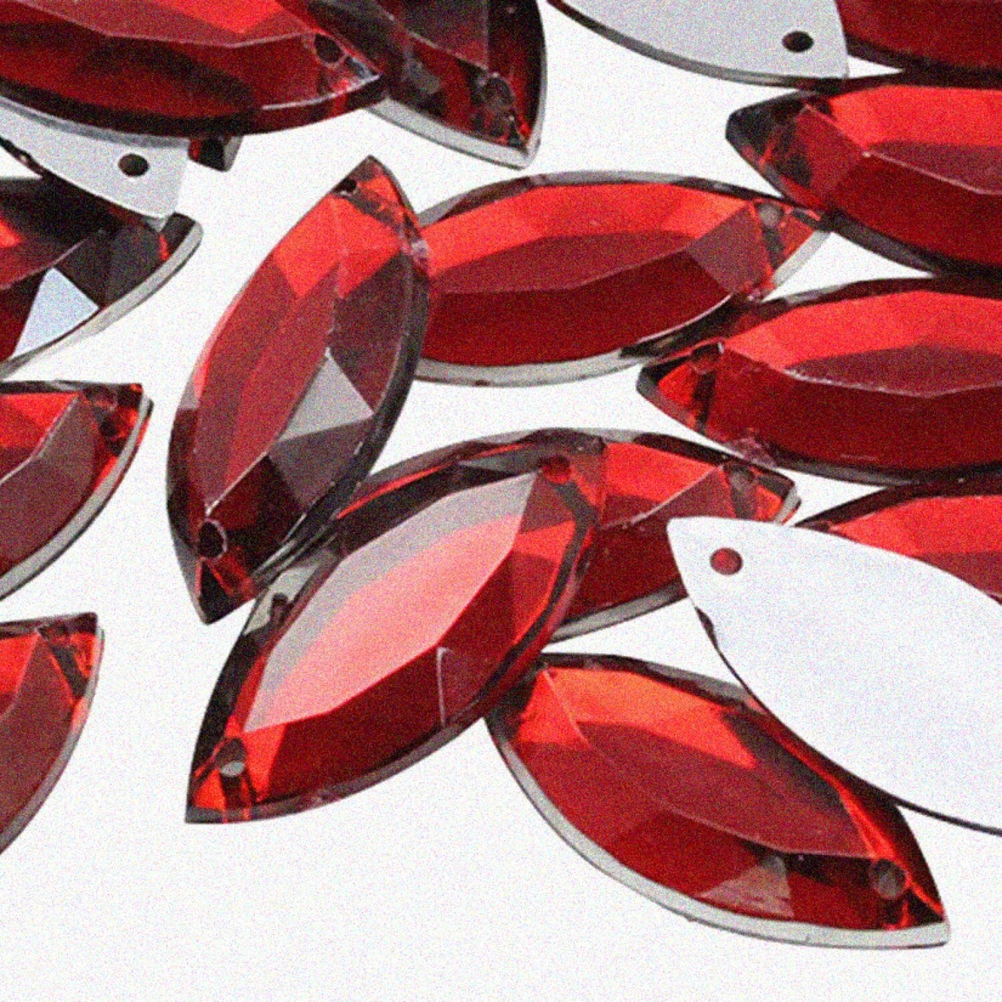 20x9mm Red Ruby Navette Flat Back Sew On Beads 50 Pieces