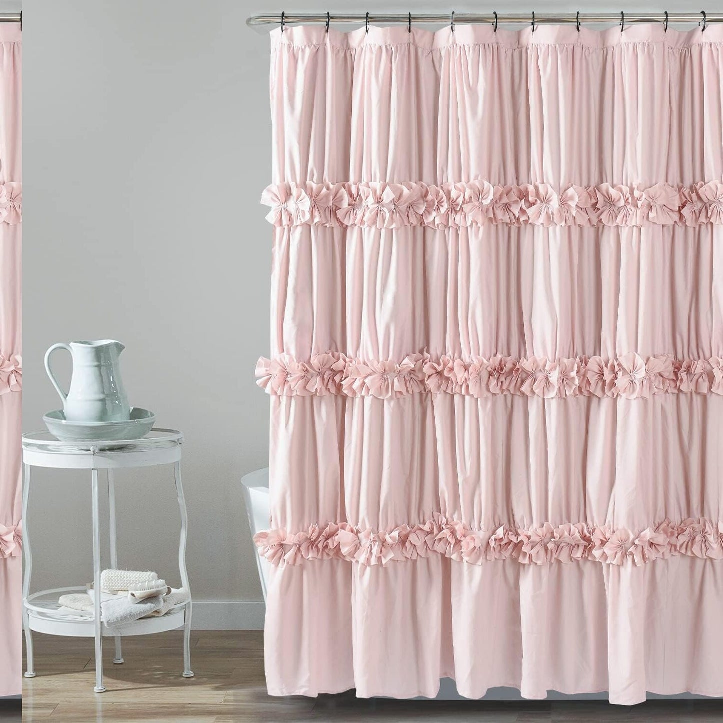 Peach Ruffle Shower Curtain 72x84 inches