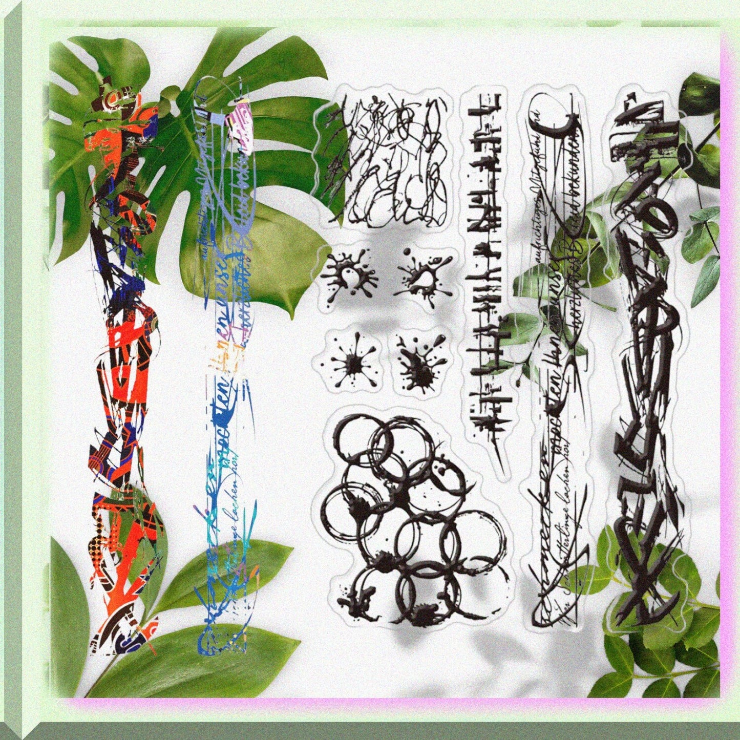 Retro Graffiti Clear Silicone Stamps 4.3x6.3inch