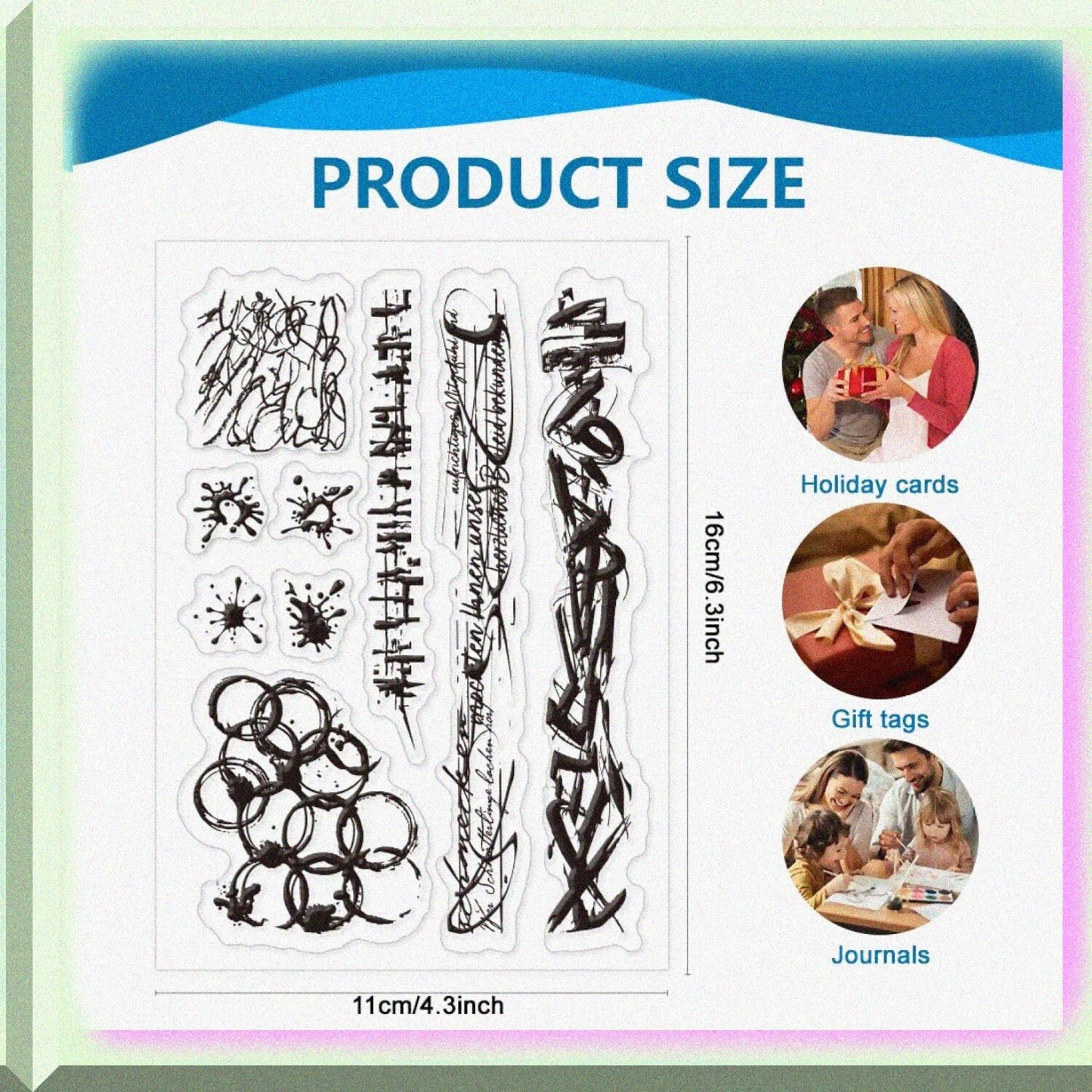 Retro Graffiti Clear Silicone Stamps 4.3x6.3inch