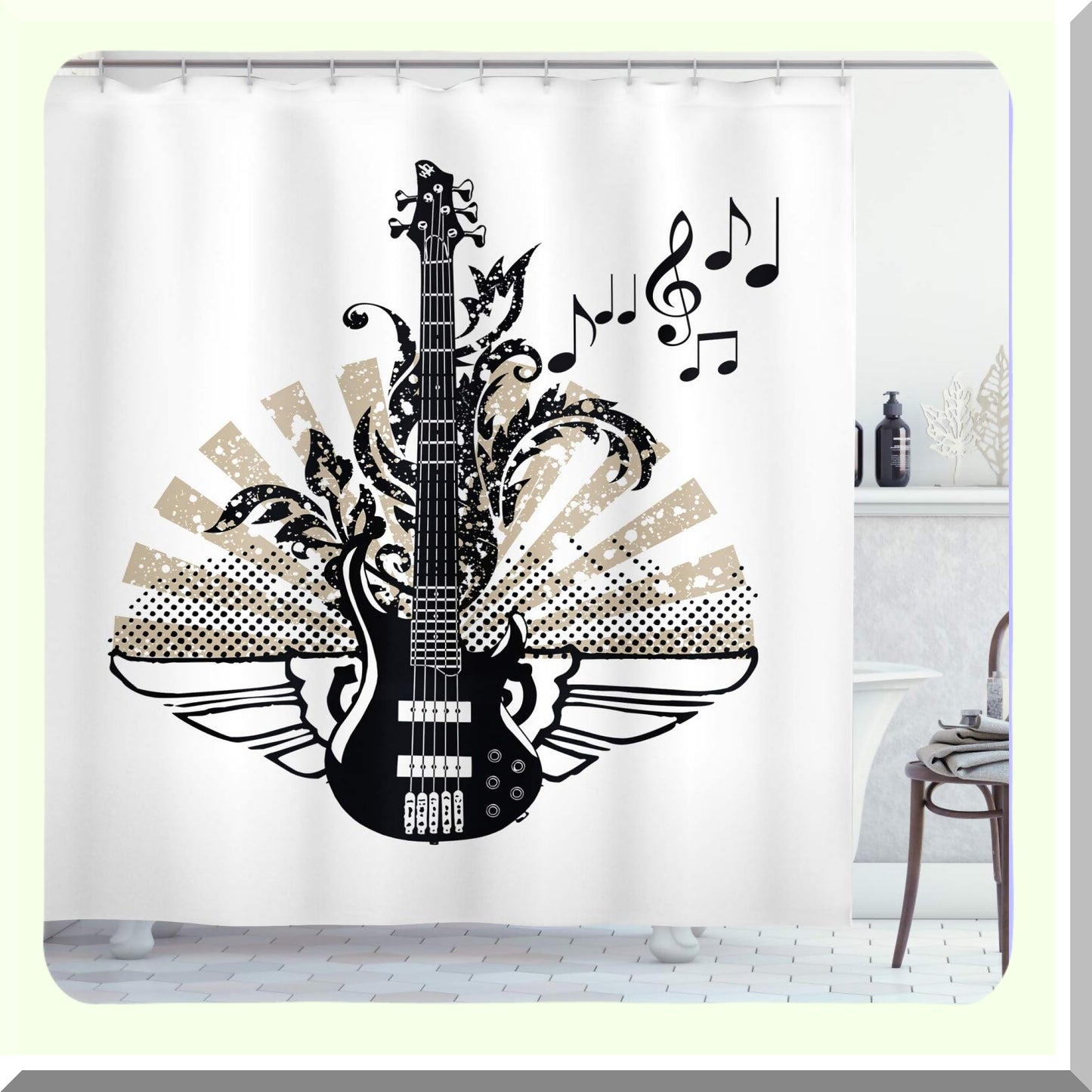 Guitar Shower Curtain Cloth Fabric 69x70 Inches