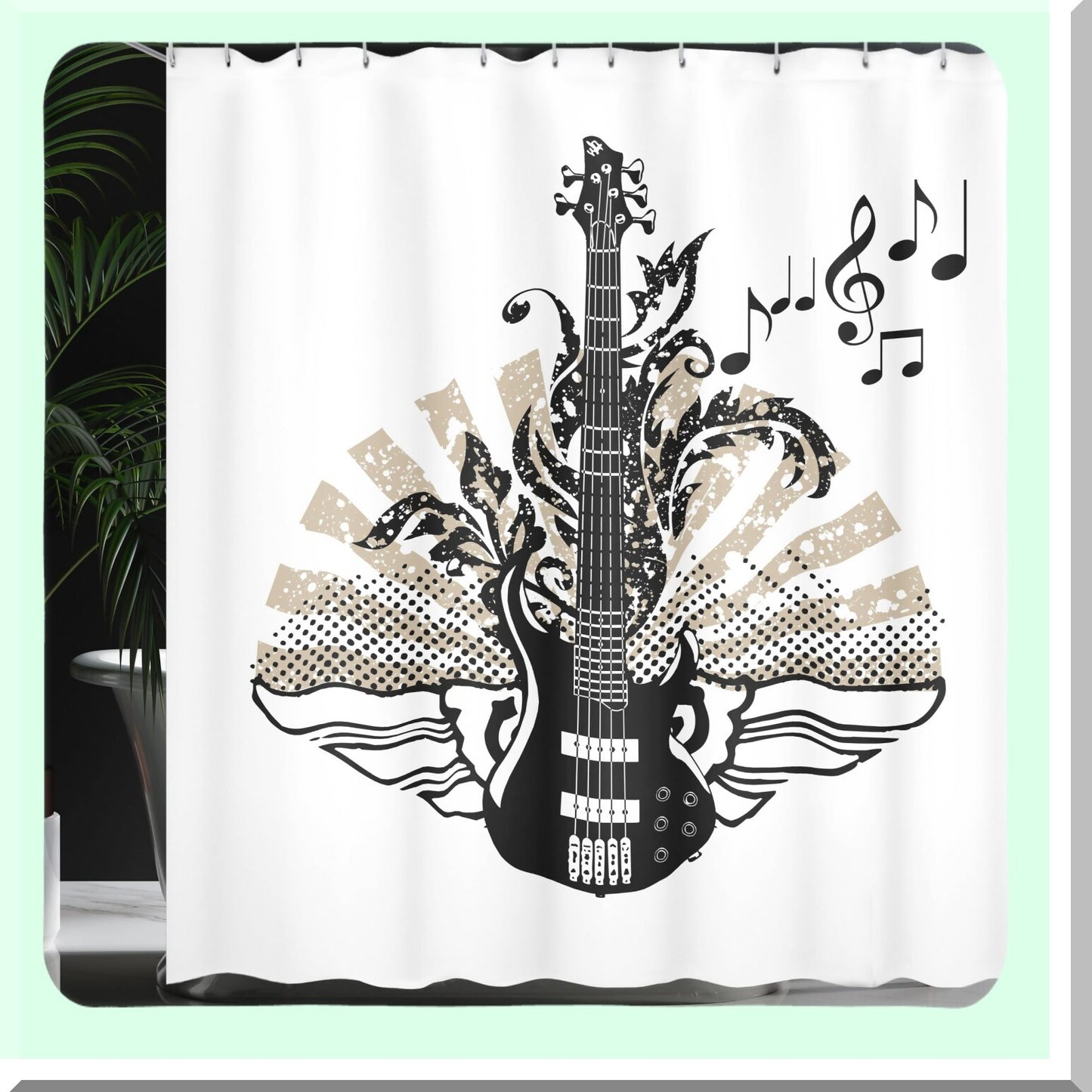 Guitar Shower Curtain Cloth Fabric 69x70 Inches