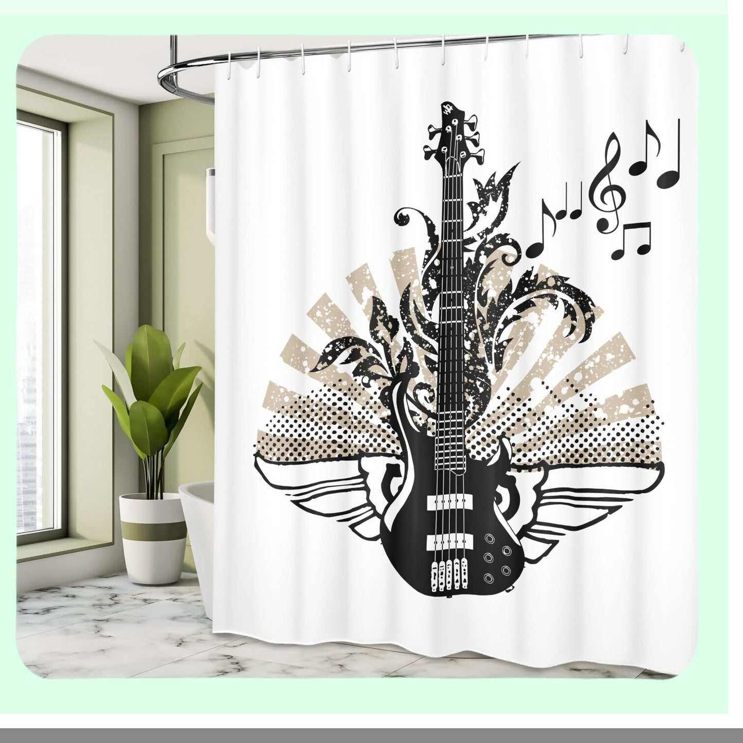 Guitar Shower Curtain Cloth Fabric 69x70 Inches