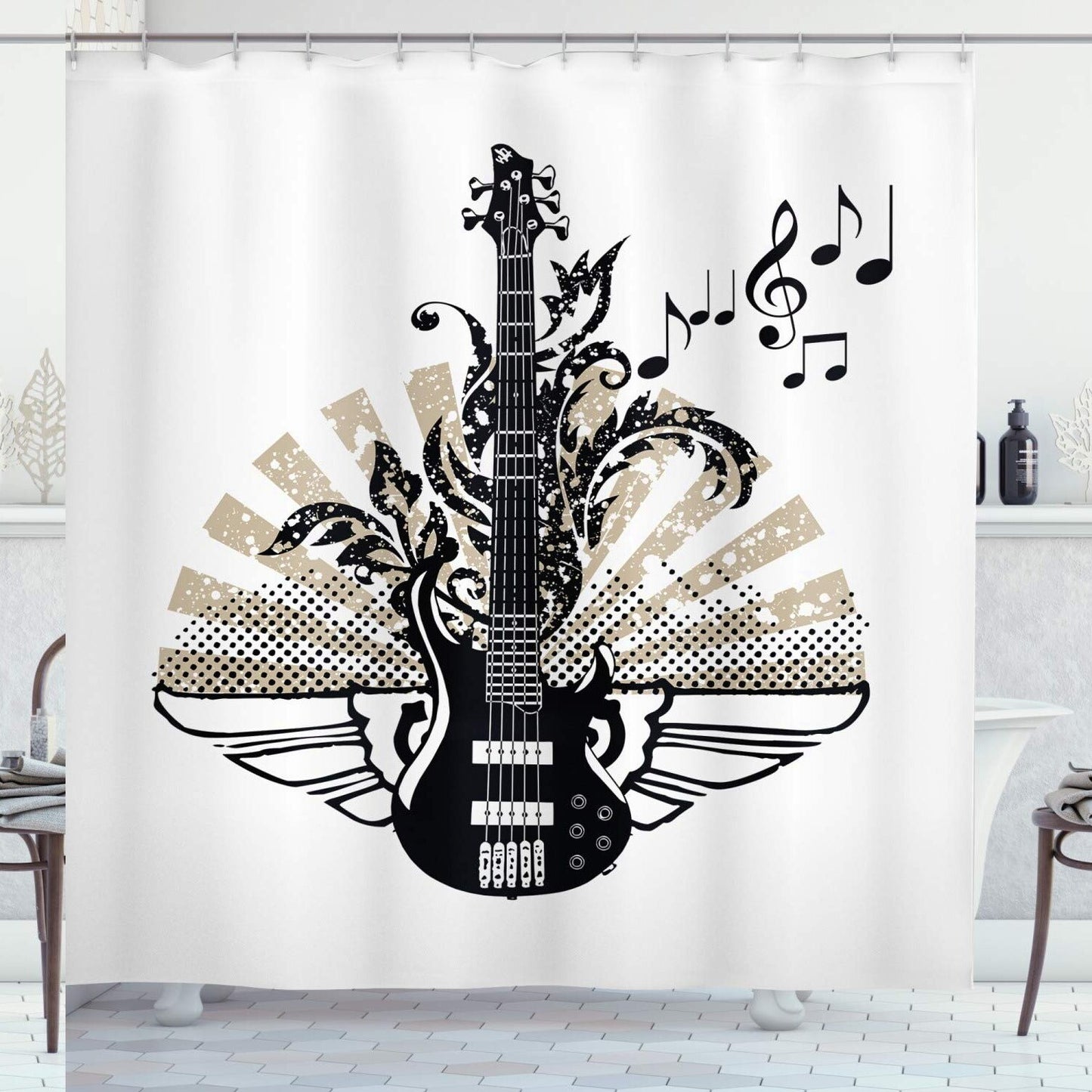 Guitar Shower Curtain Cloth Fabric 69x70 Inches