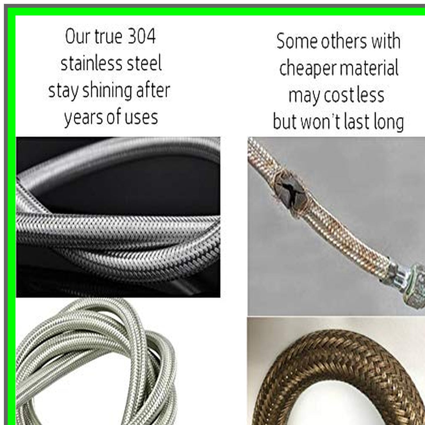 Durable 2-Pack Stainless Steel Washer Hoses with 90 Degree Elbow Connection