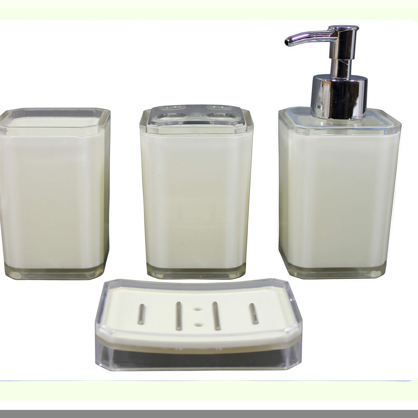 Bathroom Accessory Set of 4 Ivory