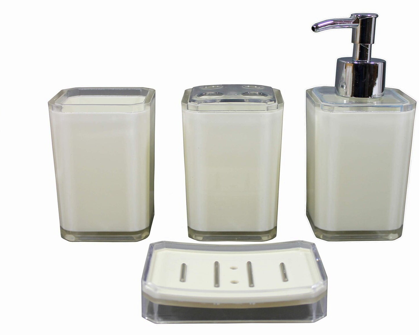 Bathroom Accessory Set of 4 Ivory