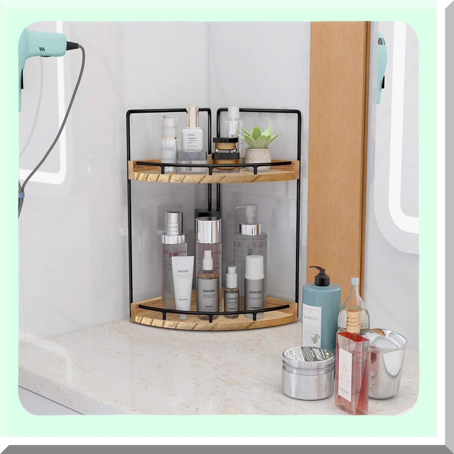 2-Tier Bathroom Counter Organizer Brown