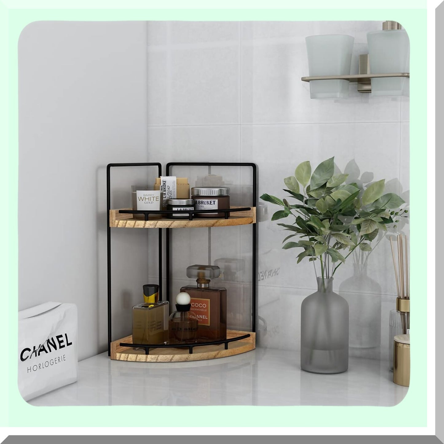 2-Tier Bathroom Counter Organizer Brown