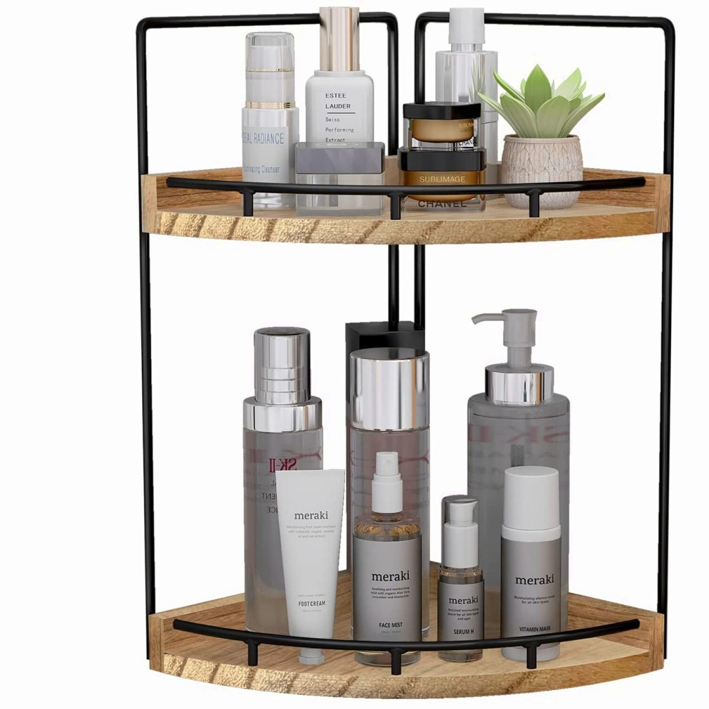 2-Tier Bathroom Counter Organizer Brown