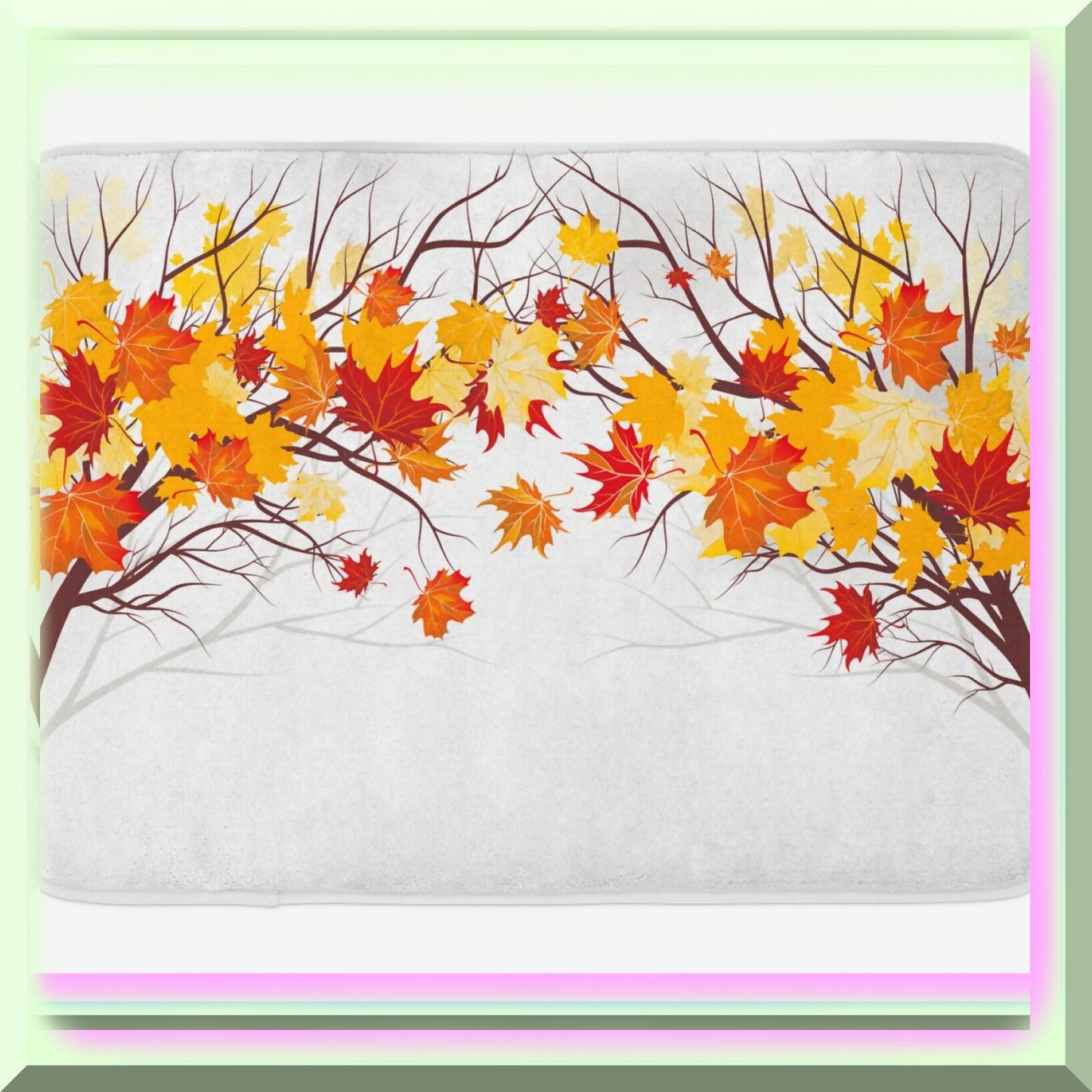 Fall Maple Leaves Bath Mat 30.2" x 20" Orange White