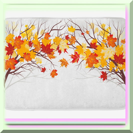 Fall Maple Leaves Bath Mat 30.2" x 20" Orange White