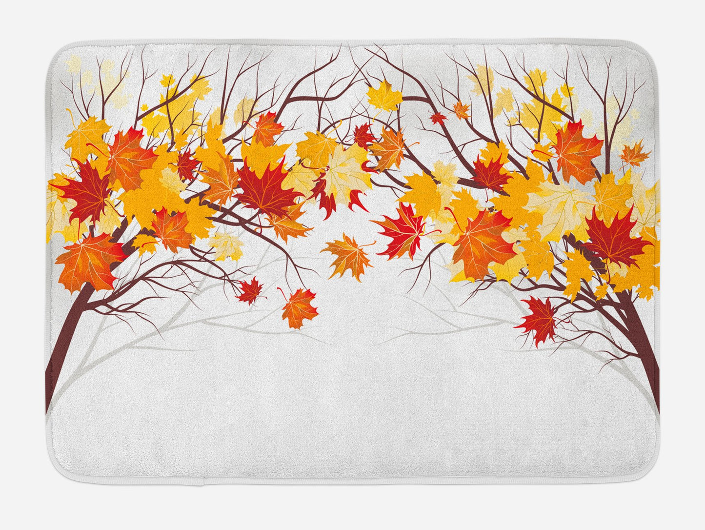 Fall Maple Leaves Bath Mat 30.2" x 20" Orange White