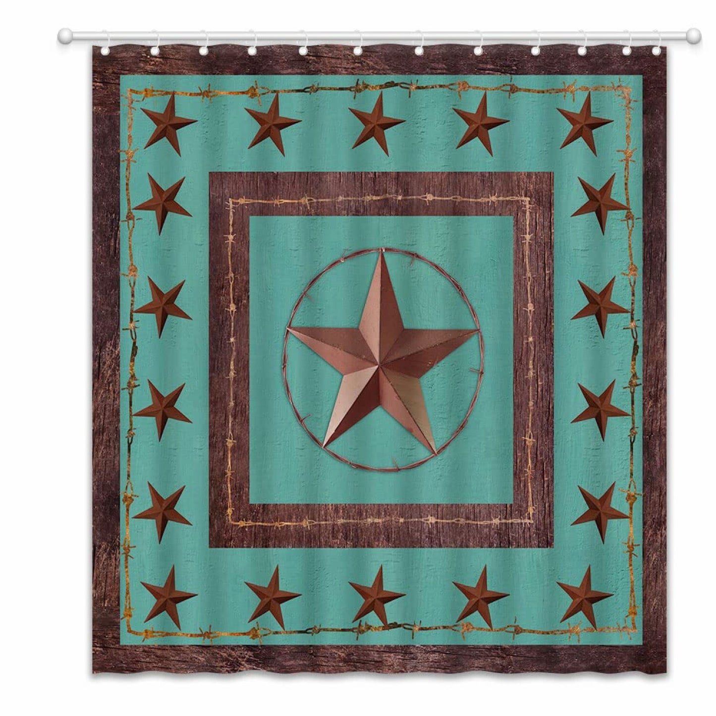 Texas Shower Curtain Western Texas Star Rustic Wooden Barn Door