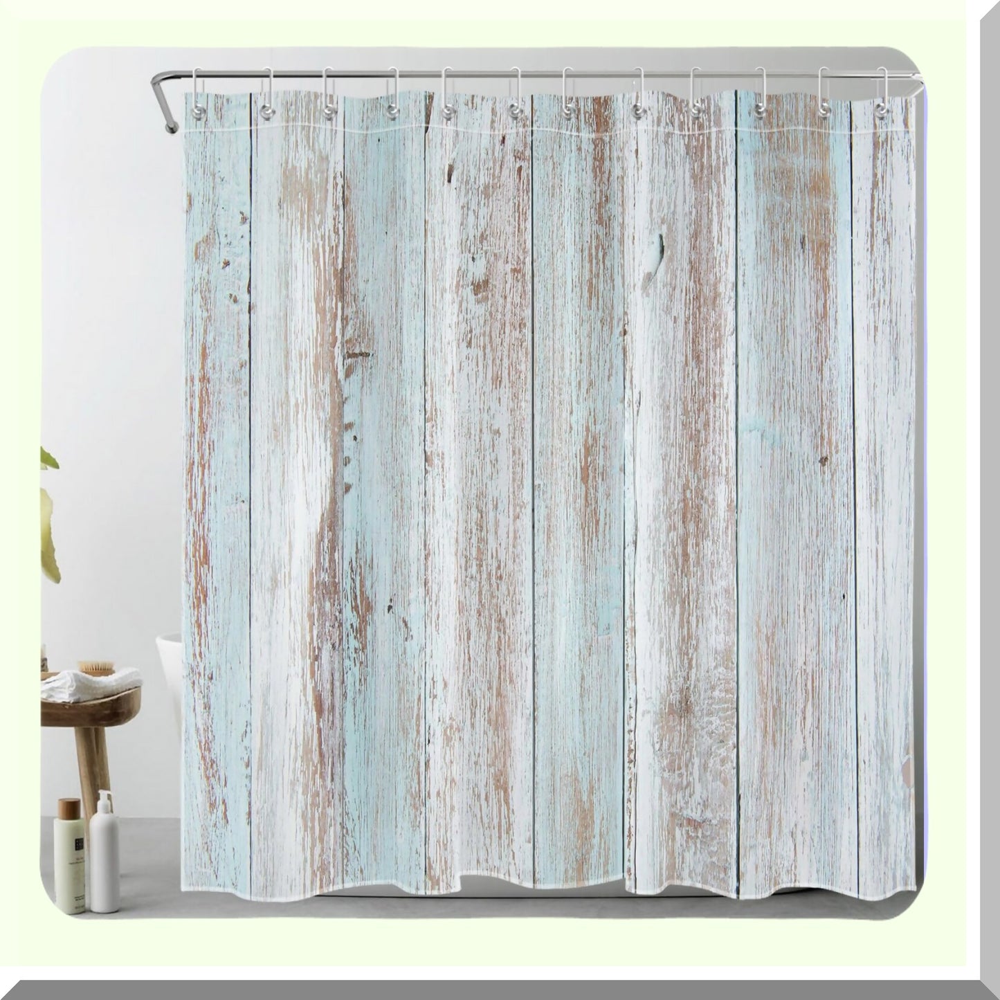 Vintage Wood Barn Shower Curtain 72x72 Inch with 12 Hooks