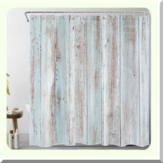 Vintage Wood Barn Shower Curtain 72x72 Inch with 12 Hooks