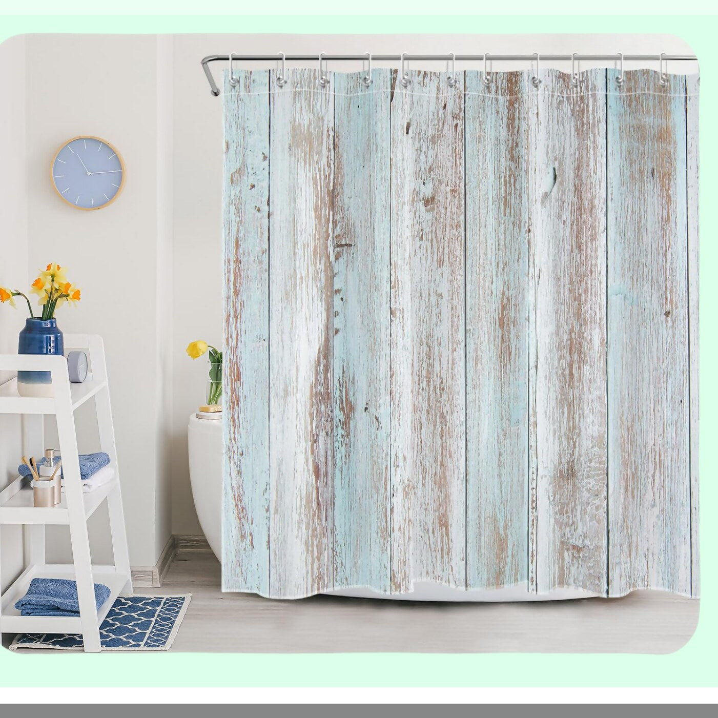 Vintage Wood Barn Shower Curtain 72x72 Inch with 12 Hooks