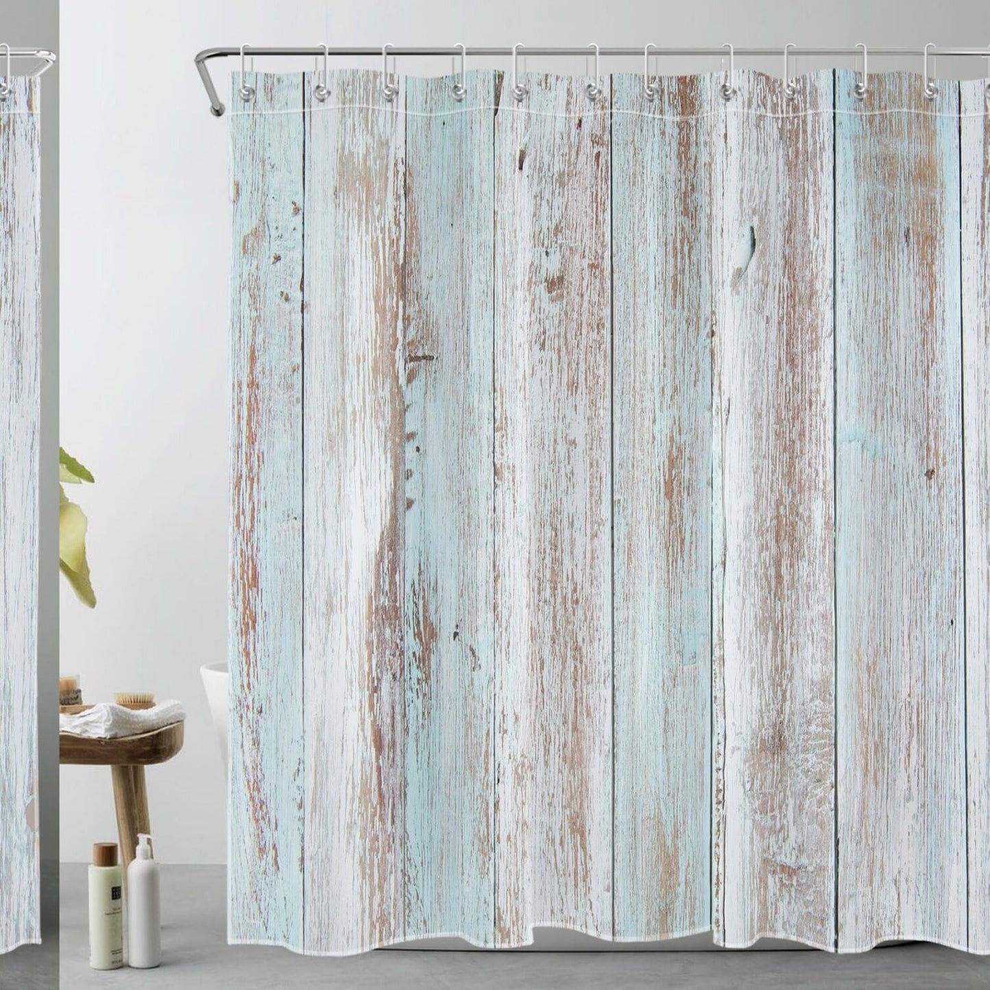 Vintage Wood Barn Shower Curtain 72x72 Inch with 12 Hooks