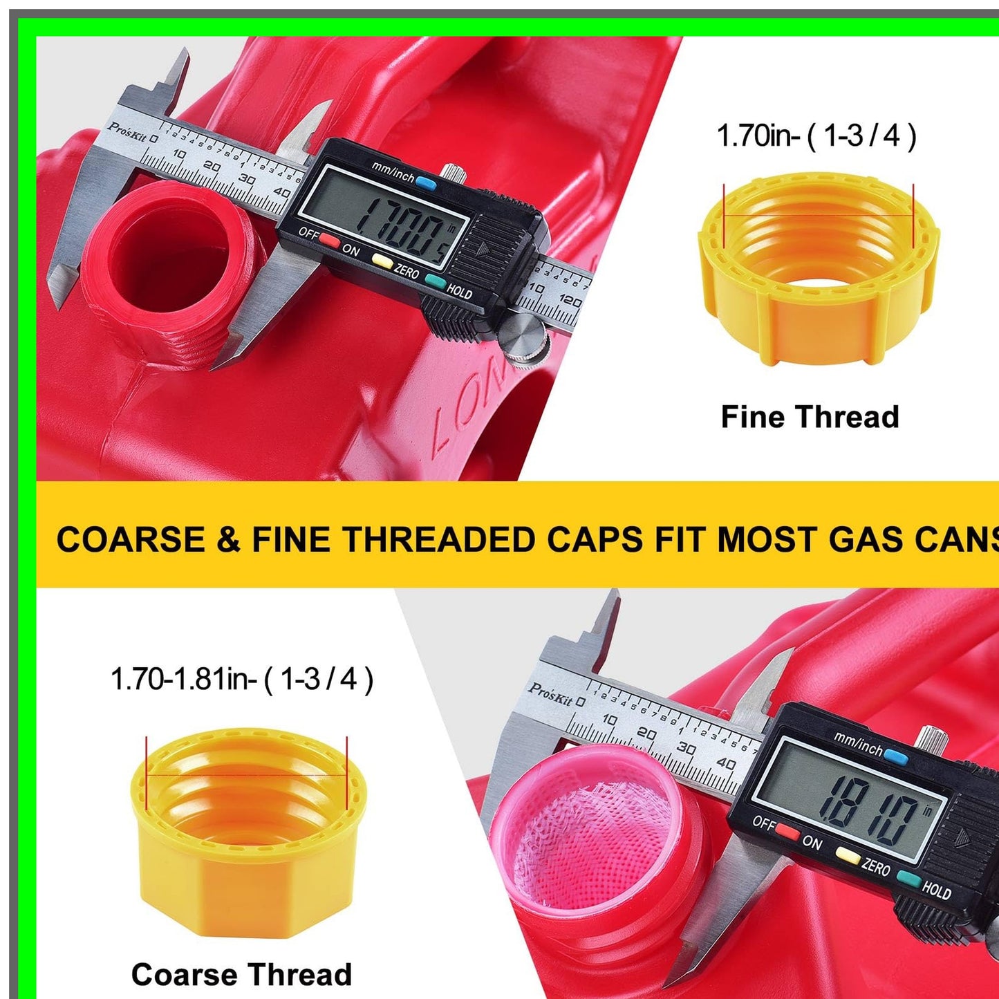Gas Can Spout Kit with Vent Caps and Screw Collar for Easy Refills