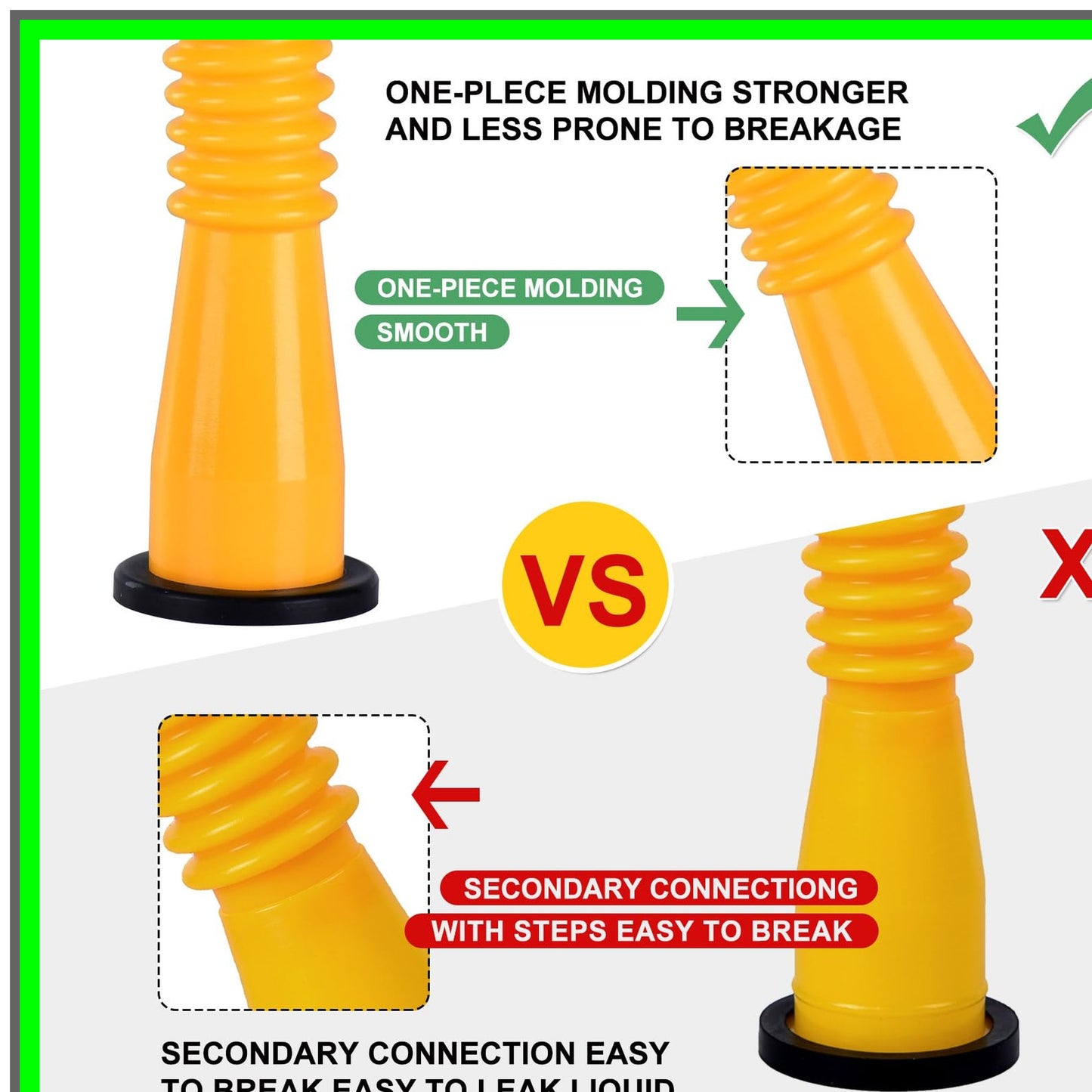 Gas Can Spout Kit with Vent Caps and Screw Collar for Easy Refills