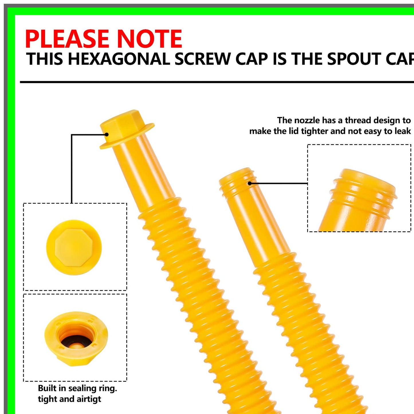Gas Can Spout Kit with Vent Caps and Screw Collar for Easy Refills