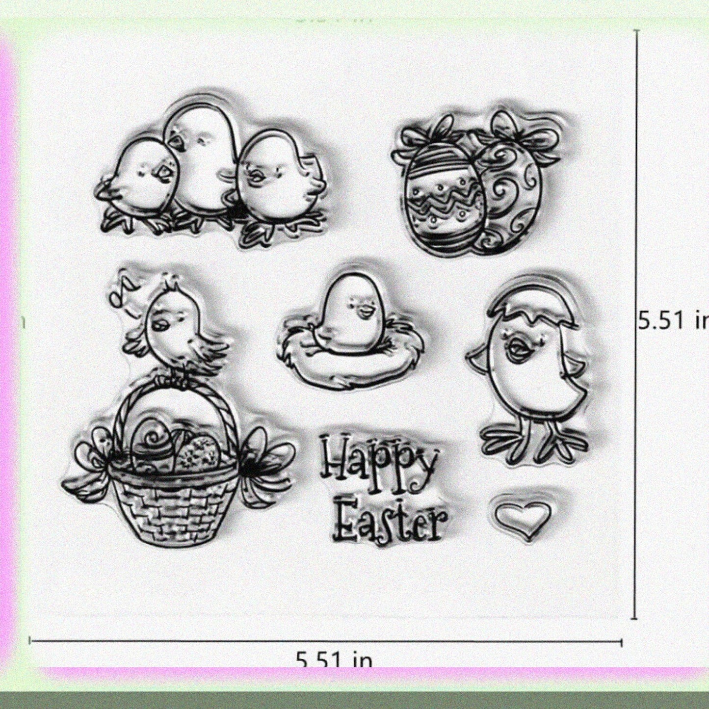 Happy Little Chicken Eggs Rubber Clear Stamp 13x13cm